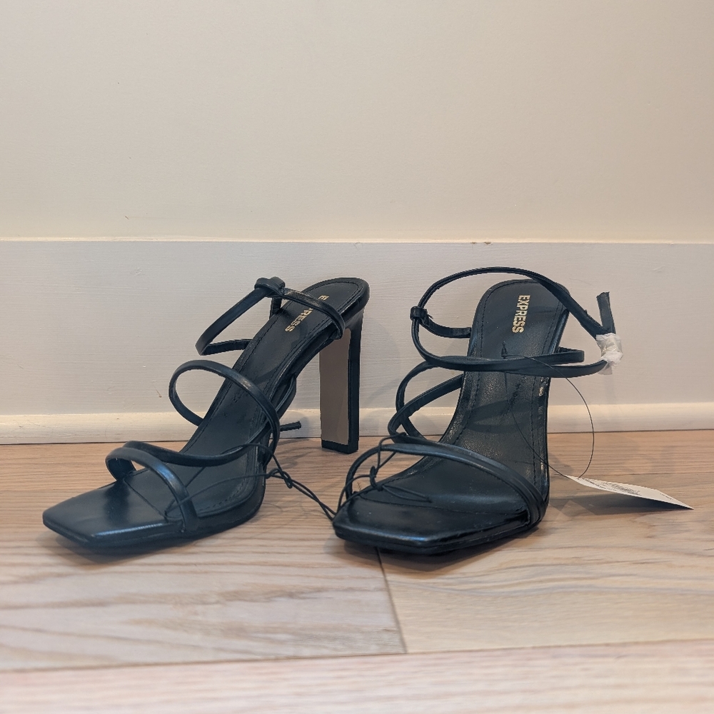 Express Elegant Black Strappy Heels
